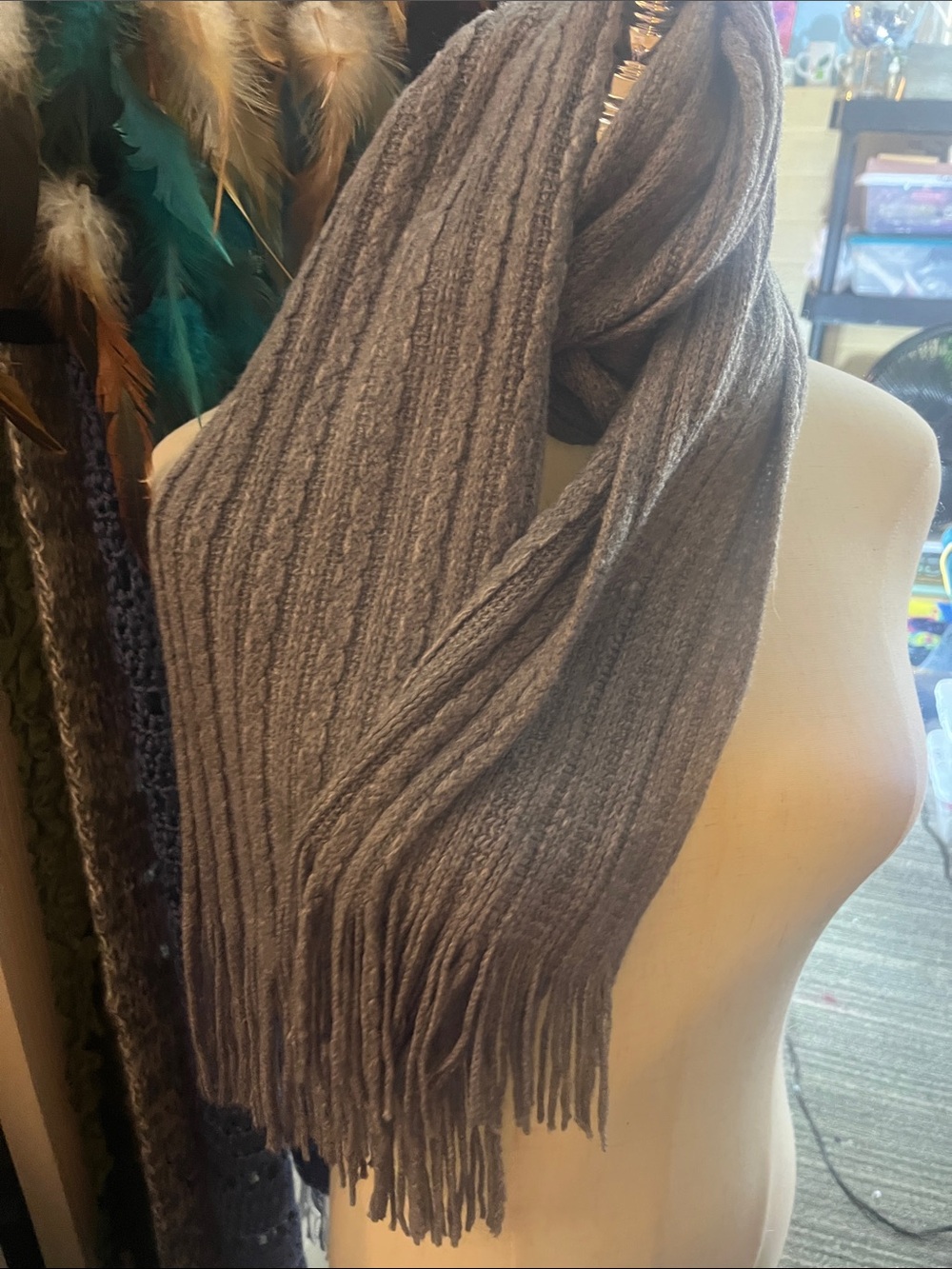 Classic Ribbed Gray Scarf - Women Accessories Super Soft Knit S195
